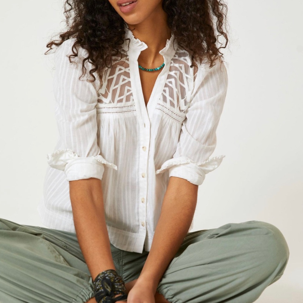 White Lace Anthropologie Shirt